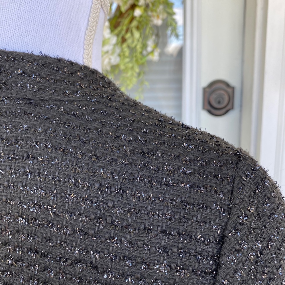 Black Shimmer Tweed One Button Blazer - Picture 8 of 9
